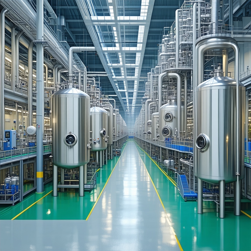 modern high tech manufacturing plant Clean Well organized aerosol