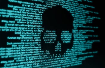 Abstract screen of code and data streams representing cybersecurity, data protection, and backup systems.