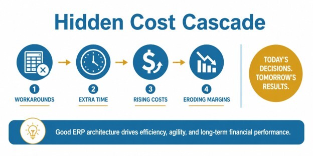 Poor ERP architecture creates workarounds, extra time, rising operating costs, and eroding profit margins.