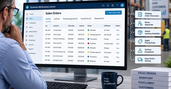 Sales Order Agent Business Central dashboard showing order status, inventory checks, approvals, and fulfillment.