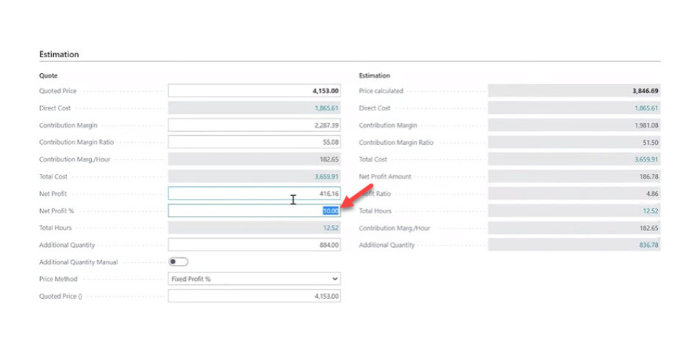 PrintVis Estimating and Quoting Feature