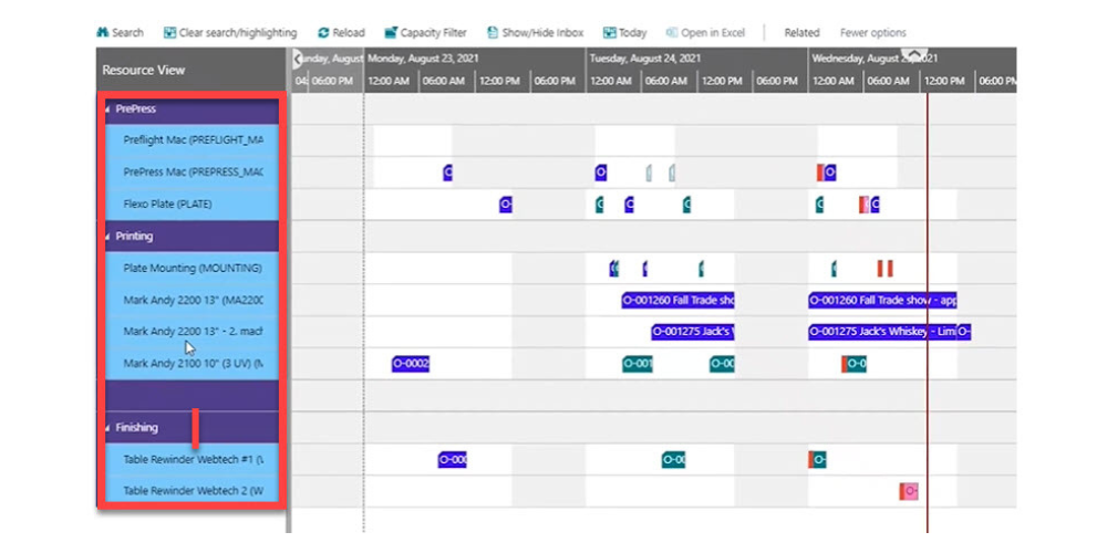 PrintVis Production Planning and Scheduling Feature