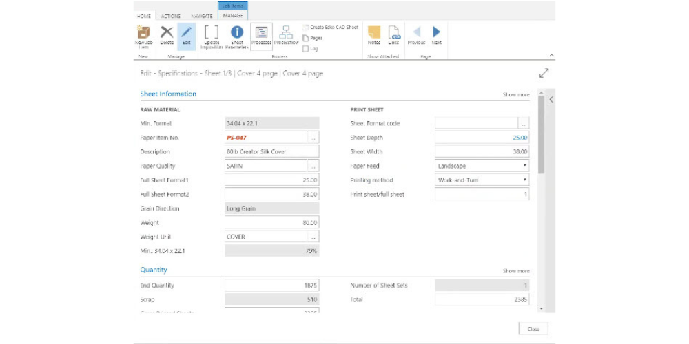 PrintVis Substrate Management Feature